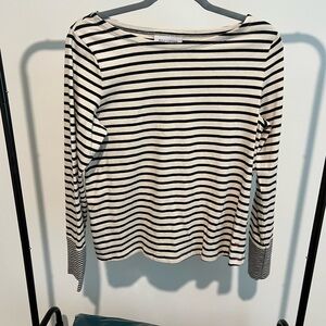Nili Lotan Black and White Striped Blouse